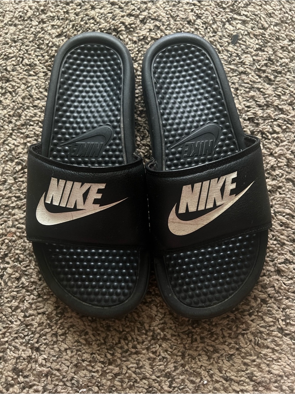 Nike Black Slides with White Logo
